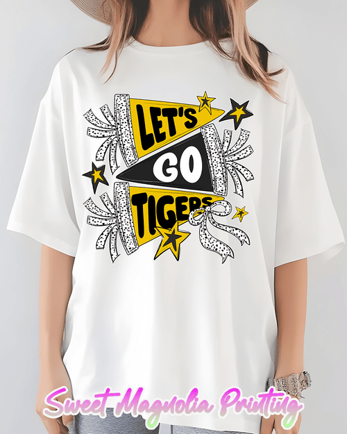 Lets Go Tigers Banners and Bows - Gildan model