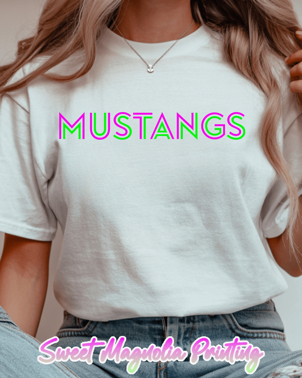 Mustangs In Bright Neon - Sweet Magnolia Printing