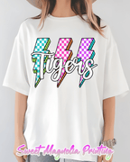 Tigers Checkerboard Lightning Bolts - Sweet Magnolia Printing
