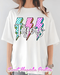 Tigers Checkerboard Lightning Bolts - Sweet Magnolia Printing