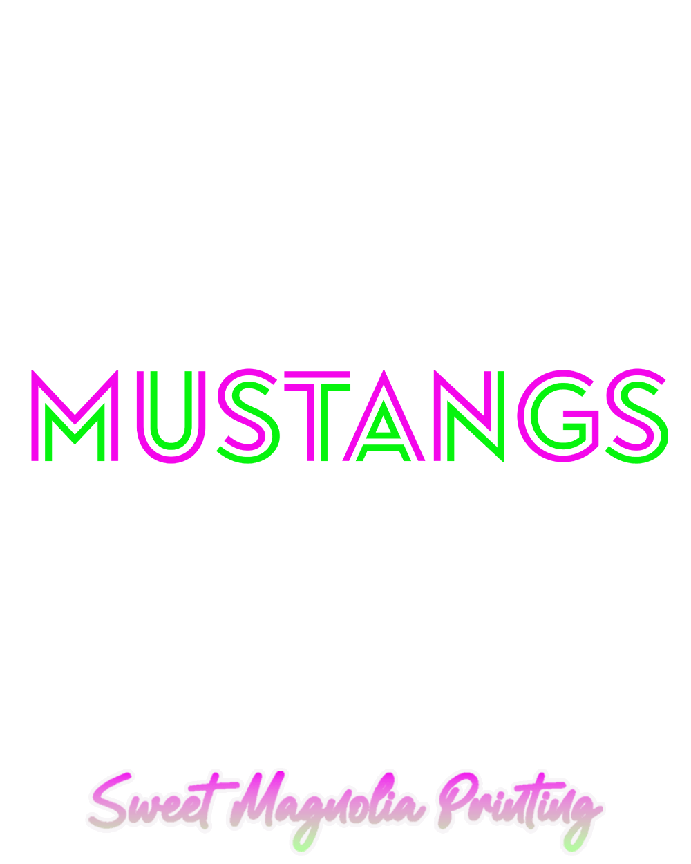 Mustangs In Bright Neon - Sweet Magnolia Printing