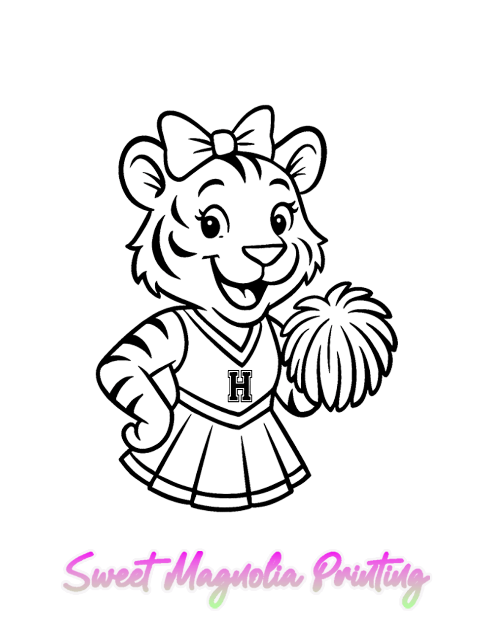 Tiger Cheer Lineart - Sweet Magnolia Printing