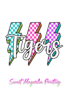 Tigers Checkerboard Lightning Bolts - Sweet Magnolia Printing