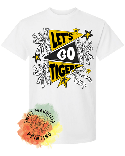 Lets Go Tigers Banners and Bows - Gildan White