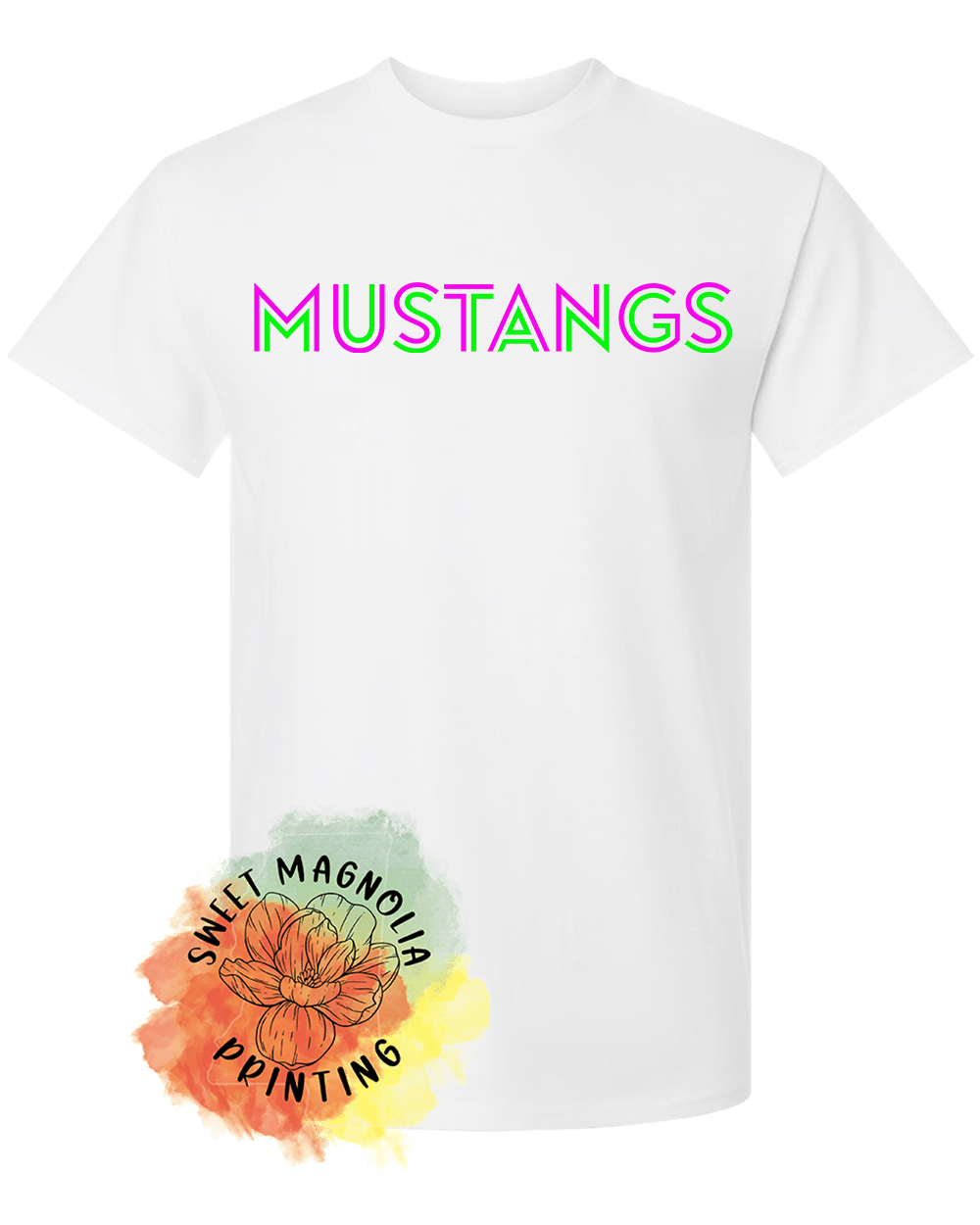 Mustangs In Bright Neon - Sweet Magnolia Printing