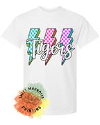 Tigers Checkerboard Lightning Bolts - Sweet Magnolia Printing
