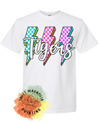 Tigers Checkerboard Lightning Bolts - Sweet Magnolia Printing