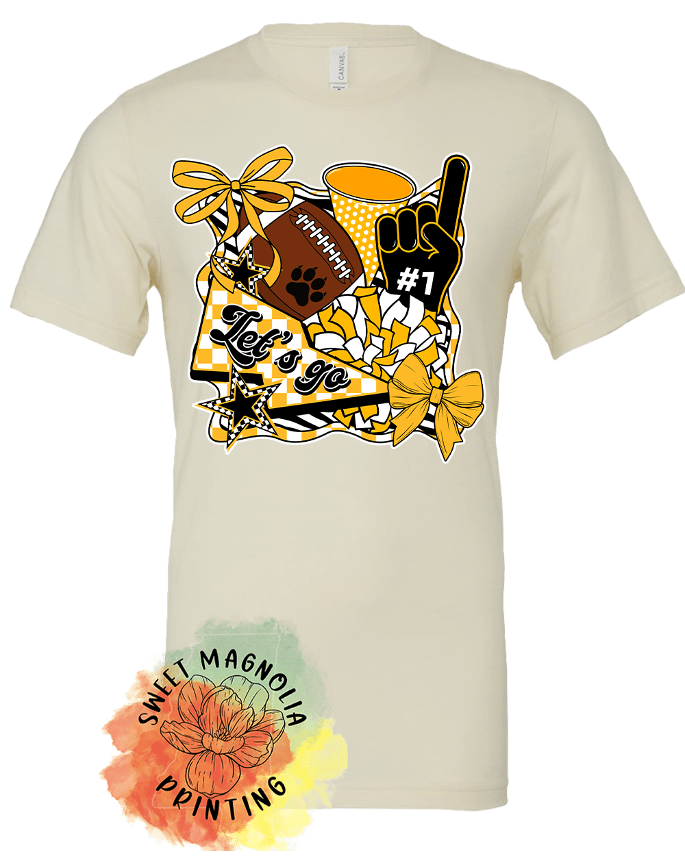 Lets Go Tigers Number One Fan (Bella Canvas) - Sweet Magnolia Printing
