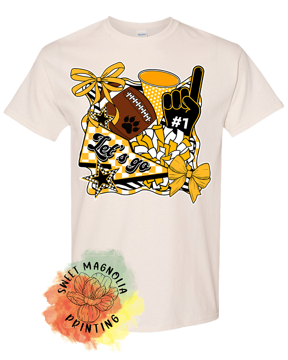Lets Go Tigers Number One Fan (Gildan) - Sweet Magnolia Printing