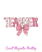 Teacher Bow Pencil Pastel Preppy Pink - Sweet Magnolia Printing