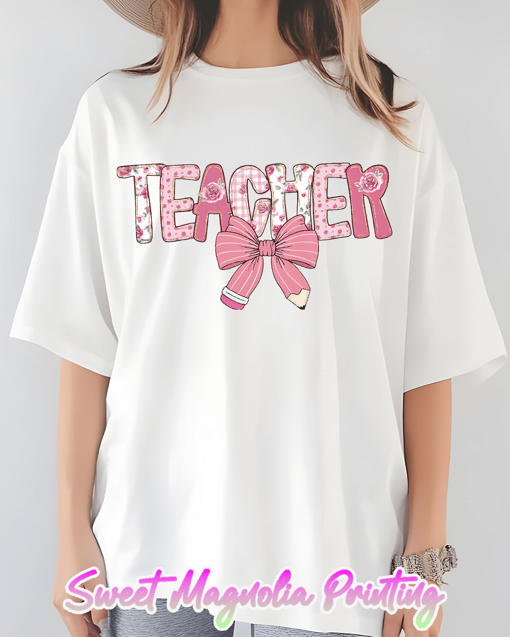 Teacher Bow Pencil Pastel Preppy Pink - Sweet Magnolia Printing
