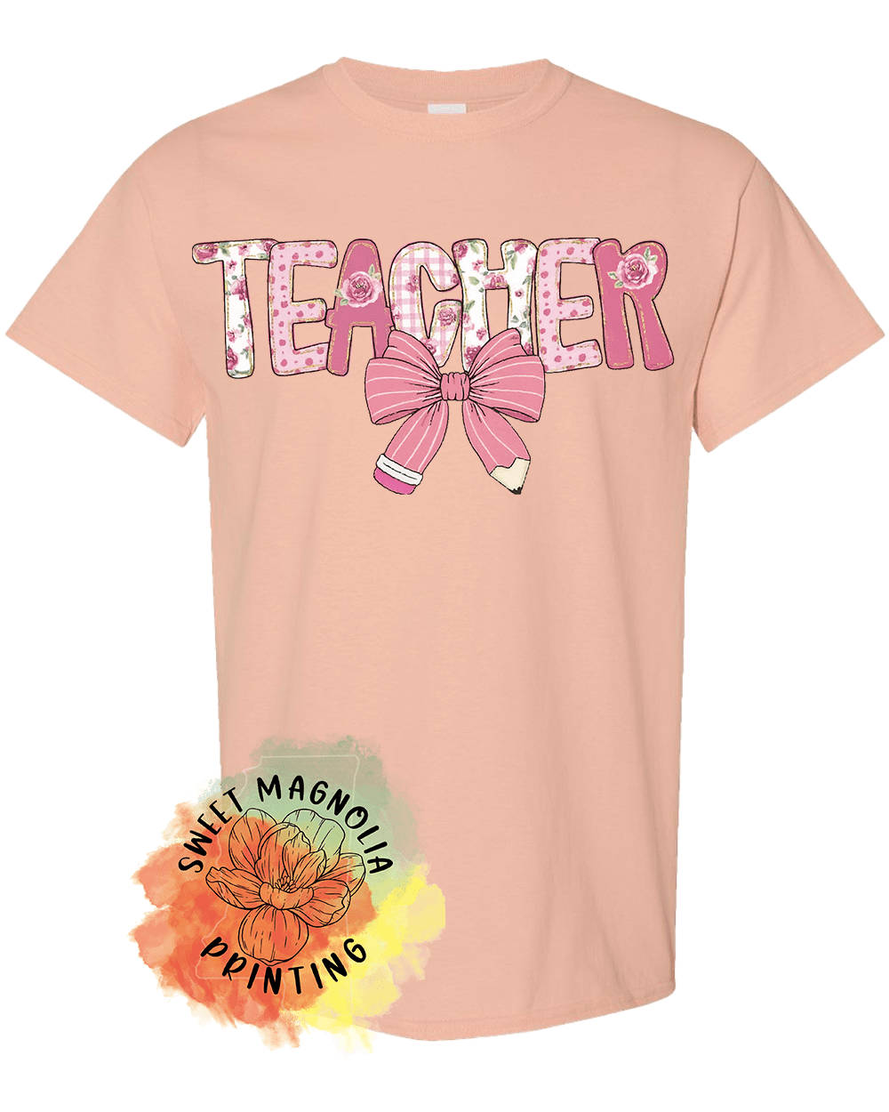Teacher Bow Pencil Pastel Preppy Pink - Sweet Magnolia Printing
