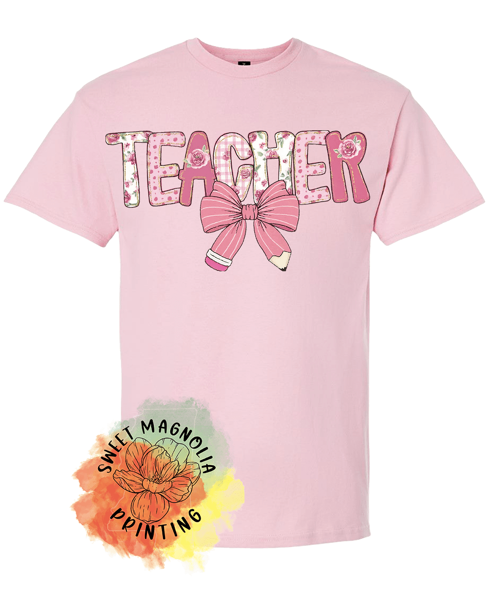 Teacher Bow Pencil Pastel Preppy Pink - Sweet Magnolia Printing