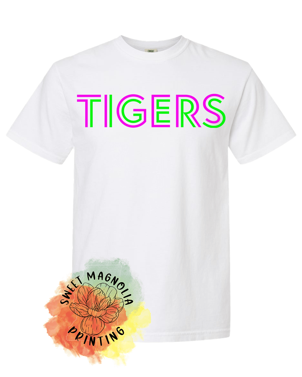 Tigers In Bright Neon - Sweet Magnolia Printing
