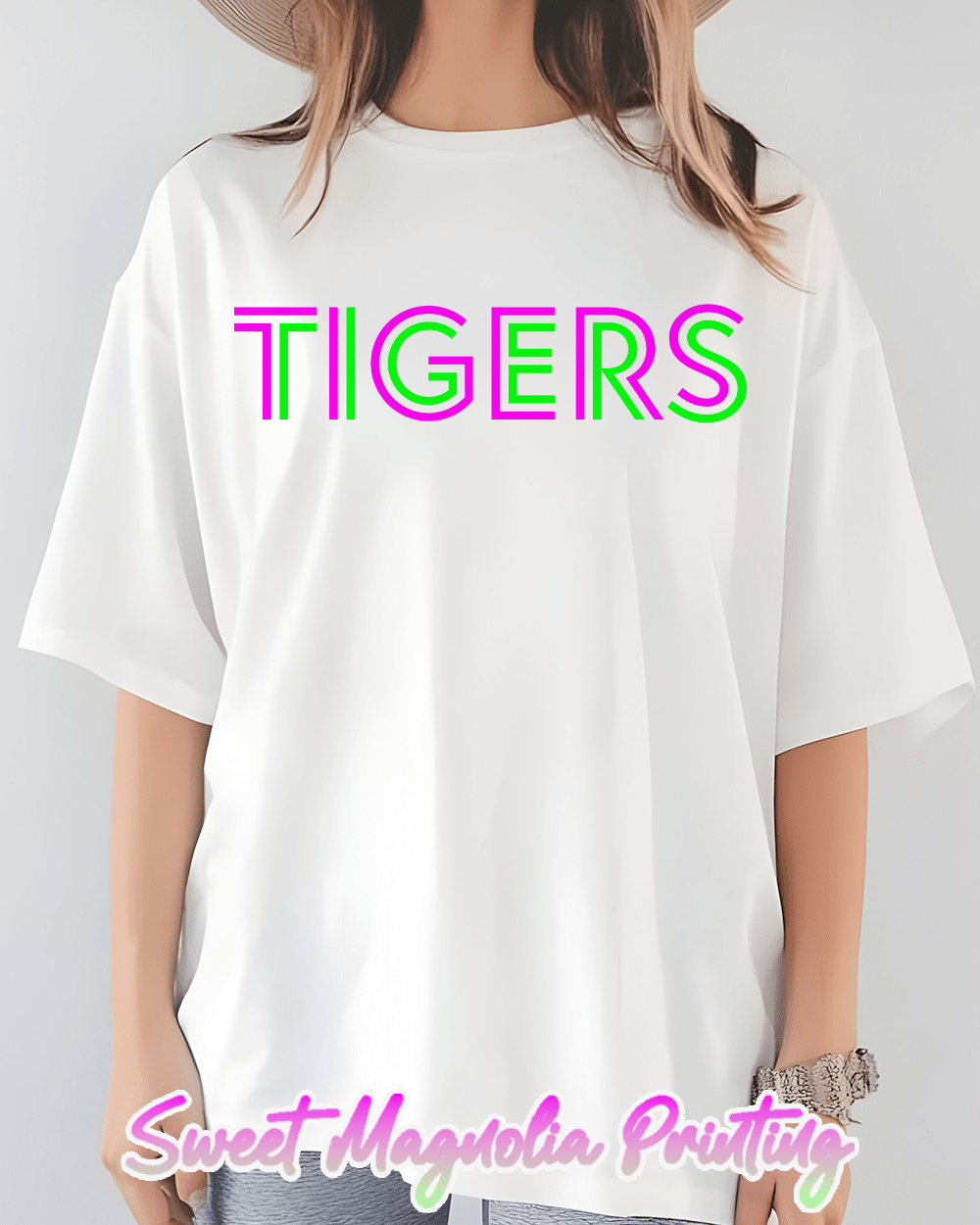 Tigers In Bright Neons - Sweet Magnolia Printing